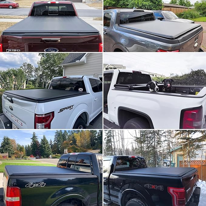 Kikito Vinyl Soft Tri-Fold Truck Bed Tonneau Cover for 2015-2025 Ford F-150 5.5ft 67.1in Bed