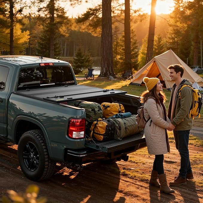 AUTOSAVER88 Low-Profile Hard Quad Fold Truck Bed Tonneau Cover Fit for Ford F-150 F150 2015-2025 with 5.5ft Bed