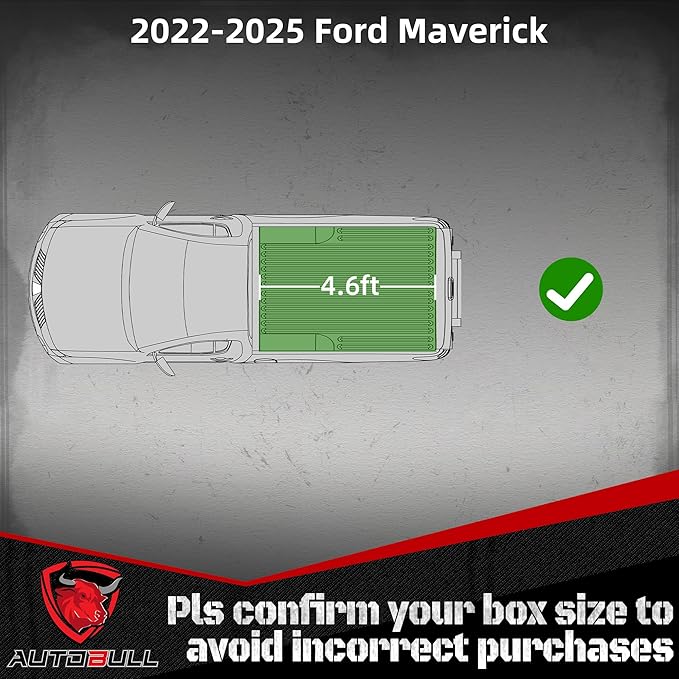 Hard Top Tri Fold tonneau Cover Compatible with 2022-2025 Ford Maverick 4.6ft Bed (54.4") Alloy Steel and Fiberglass Made