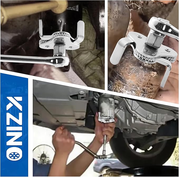KZINO Oil Filter Removal Tool, Universal Oil Filter Wrench, Oil Filter Removal Tool Adjustable 2-1/2 to 4 inch & 3 to 5-1/2 inch, 1/2" Drive, Oil Filter Change Set (Flat)