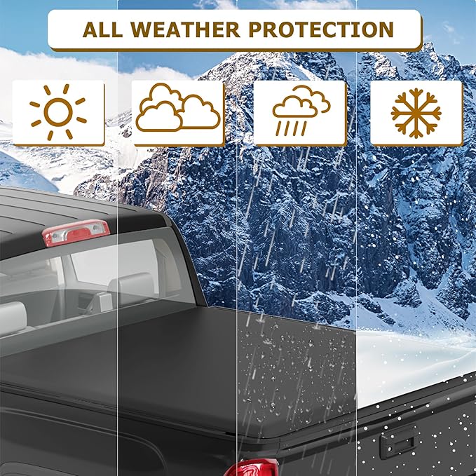 Soft Tri-fold Truck Bed Tonneau Cover Compatible with 2019-2025 Chevy Silverado 1500 Accessories, Gmc Sierra 1500 Accessories for 5.8FT