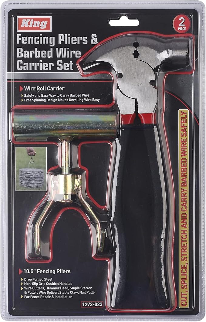 KING 10.5" Fencing Pliers & Barbed Wire Carrier Set (2-PC Set)