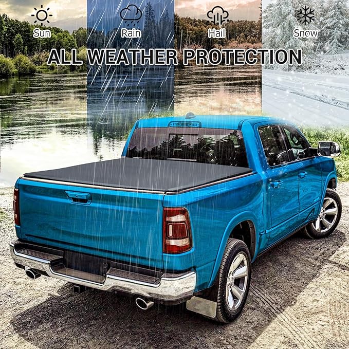 Soft Tri-fold Truck Bed Tonneau Cover Compatible with 2020-2025 Chevy Silverado 1500 Accessories, Gmc Sierra HD (2500-3500) Accessories for 6.9FT