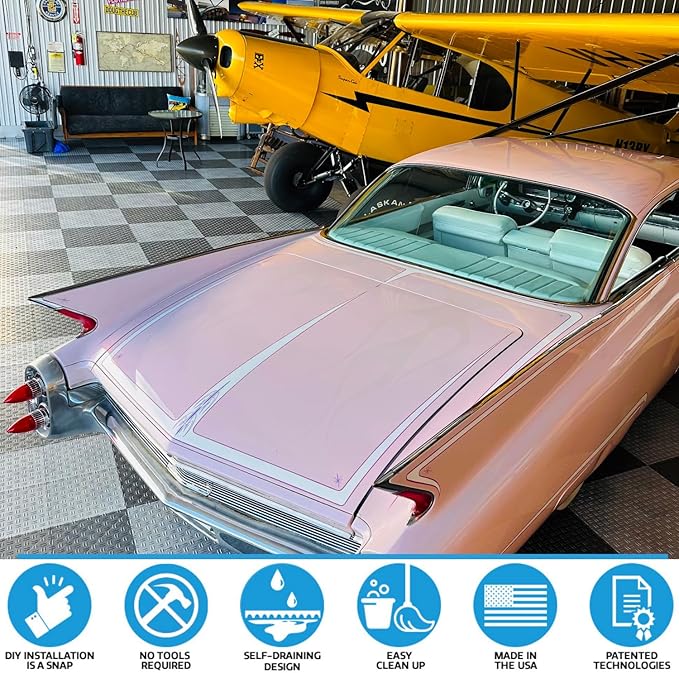 Big Floors GarageTrac Diamond, Interlocking Non-Slip Garage Flooring Tile, Durable, Modular, Heavy-Duty Copolymer, Easy Install (Red, 48 Pack of 12 x 12" Tiles)