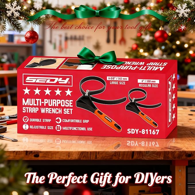 2-Piece Strap Wrench Set, Adjustable Rubber Oil Filter Wrench Max Diameter 4" and 6", Jar Opener Set Heavy Duty Blet Wrenches for Drain Sewer Cap Sink Pliers Nut Shower Head Valve Removal