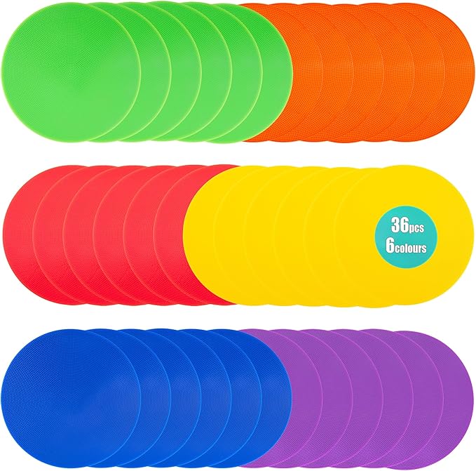 Spot Markers 9 Inch 6 Colors Anti-Slip Agility Floor Markers,Colorful Flat Field Gym Classroom Floor Spots Set for Indoor Outdoor Soccer Basketball Sports Speed Training and Drills