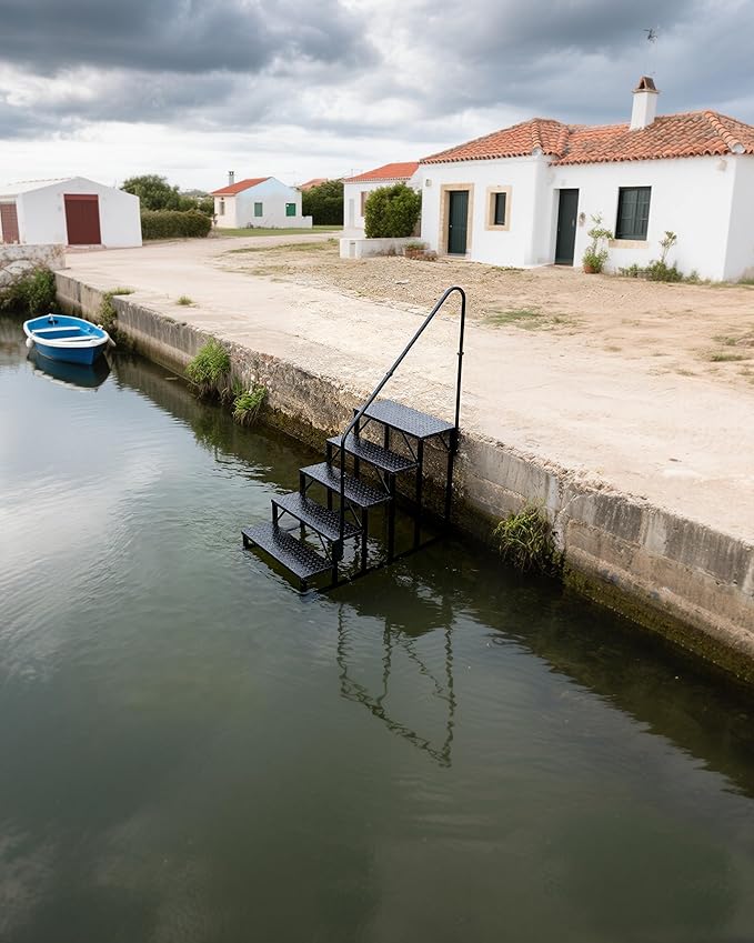 RV Steps with Handrail|5 Step RV Steps|Update 3.0 Outdoor Mobile Home Stairs with Anti-Slip Pedals|RV Ladders for Travel Trailers|Heavy Duty Camper Steps for Camper, Porch, Spa