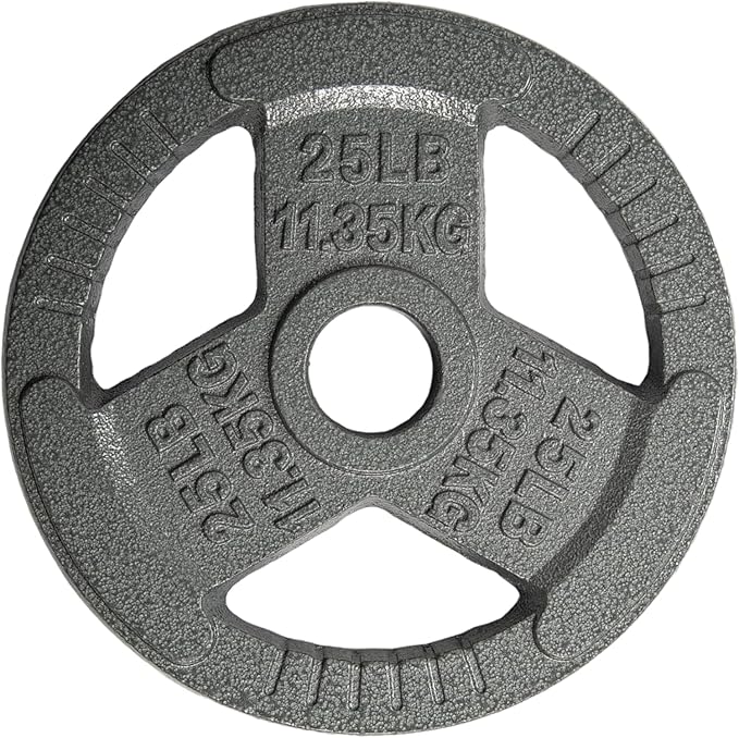 Yes4All Tri-Grip Handles Cast Iron Olympic Weight Plates, 2-Inch Weight Plates for Weight Lifting with Smooth and Durable Finish, Suitable for Strength Training Exercises (Single, Pair and Set)