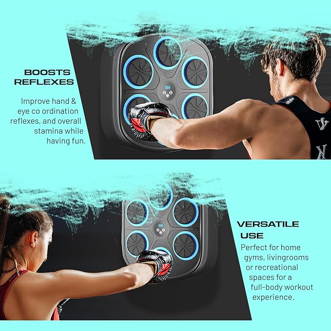 2025 Smart Music Boxing Machine with LED Wall-Mounted Target for Adults and Kids – Interactive Training Equipment for Home Gym, Indoor Fitness, Boxing Workout, and Exercise with Premium Boxing Gloves
