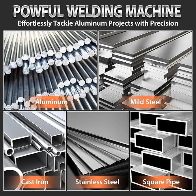 Aluminum MIG Welder, 110/220V MIG Welding Machine165A, 6-in-1 Flux core/Gas Mig/Mag/Stick/Lift Tig/Mig Aluminum Multi-process Welder Machine with Unique Stainless Steel Shell Design