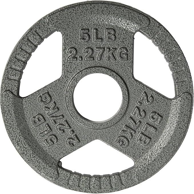 Yes4All Tri-Grip Handles Cast Iron Olympic Weight Plates, 2-Inch Weight Plates for Weight Lifting with Smooth and Durable Finish, Suitable for Strength Training Exercises (Single, Pair and Set)
