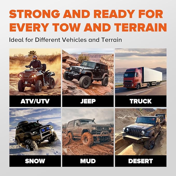 Kinetic Recovery Rope,1.26" x30ft Heavy Duty Offroad Tow Rope/60600 lbs Snatch Strap with Soft Shackles, 100% Nylon Offroad Towing Straps Kit for Truck ATV UTV SUV Jeep Car Tractor - Black