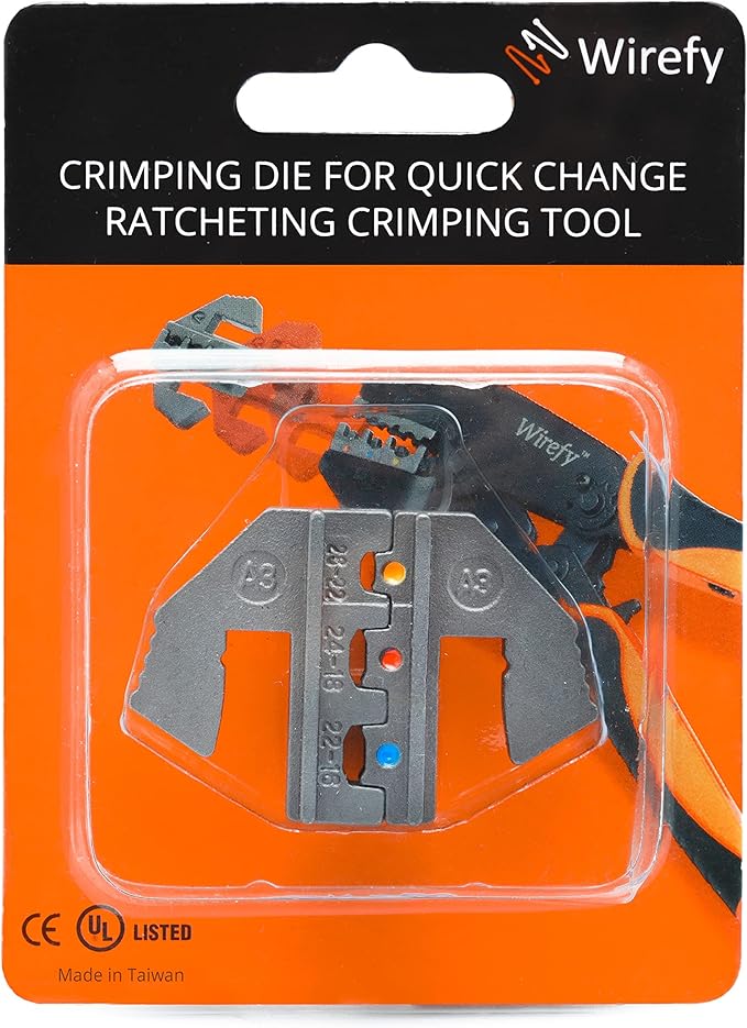 Wirefy Crimping Die for Small-Diameter Insulated Terminals 26-16 AWG | Quick-Change Interchangeable Die for Wirefy Crimping Tool System