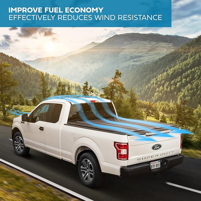 Truck Tonneau Cover for Ford F-250 F-350 Super Duty 2017-2024 / F-350 with 6.8 ft Bed Length, All-Weather Soft Tri-Fold Truck Bed Cover for Truck Black Flag Design