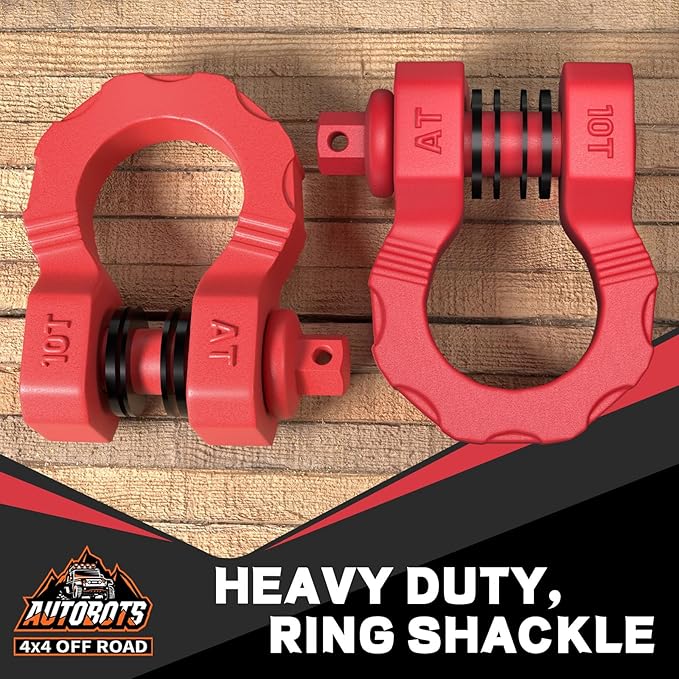 AUTOBOTS D Ring Shackles 80,000 Lbs Break Strength Heavy Duty 3/4” Clevis Shackle with 7/8 Pin for Tow Strap, Winch, Off-Road Recovery Towing Shackles (2 Pack) Red