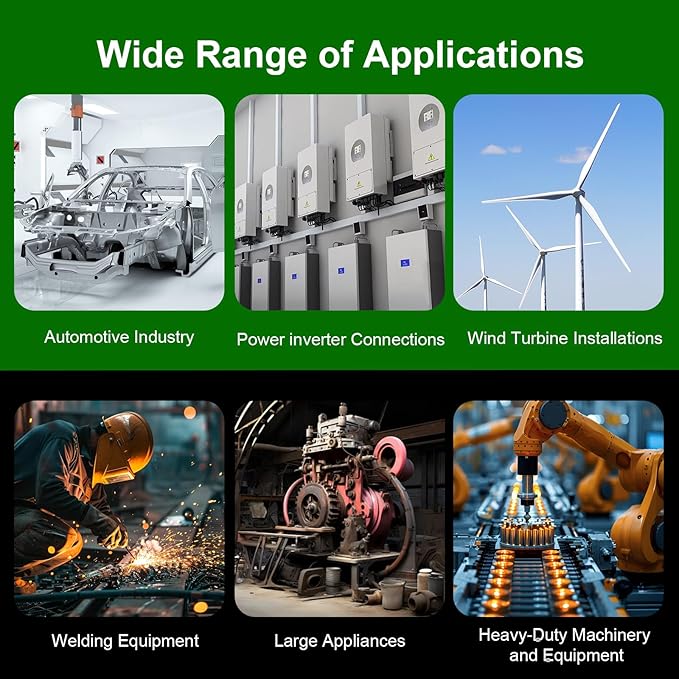 1/0 Gauge Battery Cable - 5FT Red + 5FT Black 1/0 AWG Welding Cable Flexible Stranded Oxygen-Free Pure Copper Wire for Automotive, Battery, Inverter, Solar, Marine and Generator