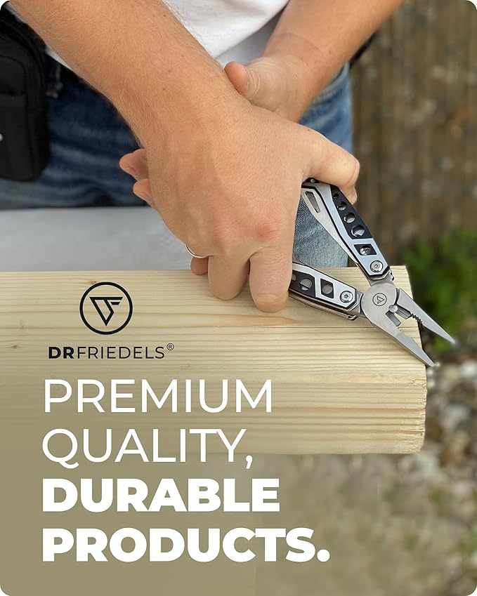 Multi Tool with Universal Socket - 22 in 1 Stainless Steel Multipurpose Tool with Saw, Pocket Knife, Wire Stripper & More - Small Tools for DIY Enthusiasts, Hobbyists, & Professionals by DrFriedels