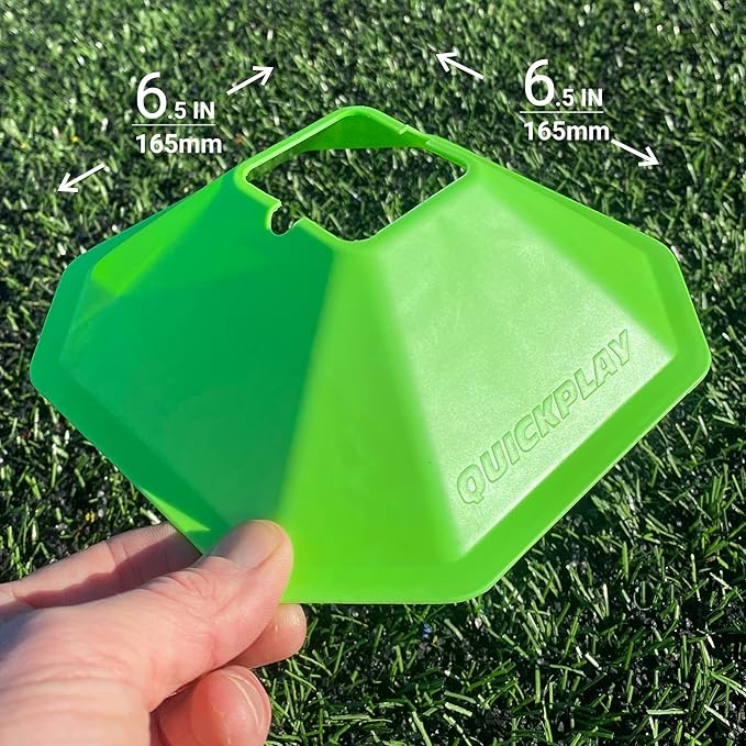 QUICKPLAY Soccer Cones – Set of 20 | Highly Visible Compact Sports Cones