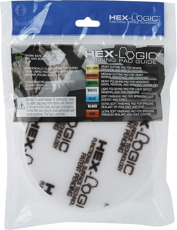 Chemical Guys BUFX_104_HEX5 Hex-Logic Light-Medium Polishing Pad, White, 5.5" Pad Made for 5" Backing Plates, 1 Pad Includeded