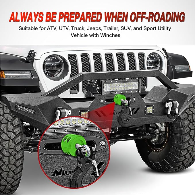 Nilight Winch Stopper for ATV UTV Truck SUV Winch Cable Hook Rubber Stopper Protect Towing Hook Synthetic Rope winch accessories Rope Line Saver with Stainless Steel Screws and Nuts Allen Wrenc, Green