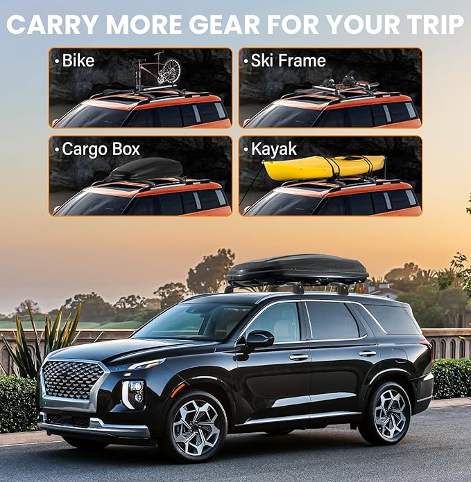 300lbs Roof Rack Cross Bars Compatible with Hyundai Palisade 2019-2025 SE SEL XRT Limited Calligraphy Lockable Cargo Crossbars Carrier Luggage Kayak Bike Snowboard