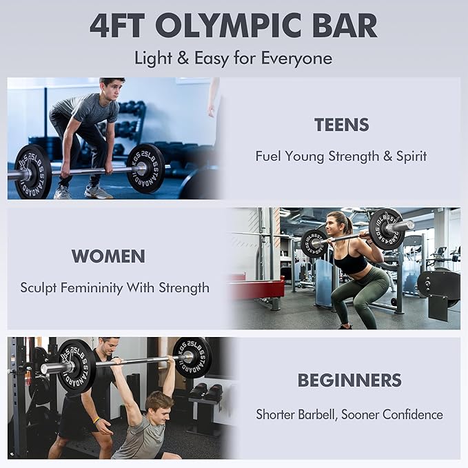 Mikolo 7ft Olympic Barbell, Barbell for Weightlifting and Powerlifting 45lb, Olympic Bar for 1500lbs Capacity, Weight Bar Fit 2” Standard Weights
