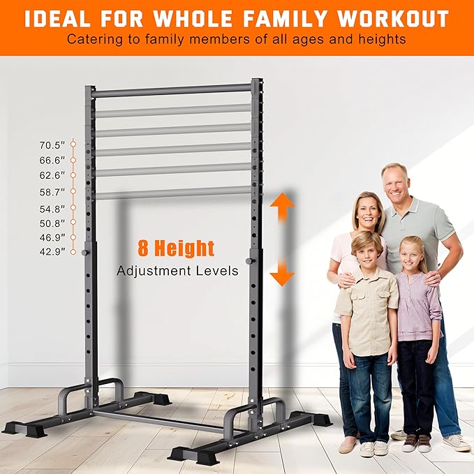 Pull Up Station, Adjustable Pull Up Bar Free Standing Power Racks, Multifunctional Heavy Duty Steel Pull Up Tower, For 2×2" with 1″ Hole Size Squat Rack Accessories, Support 600 LBS Capacity