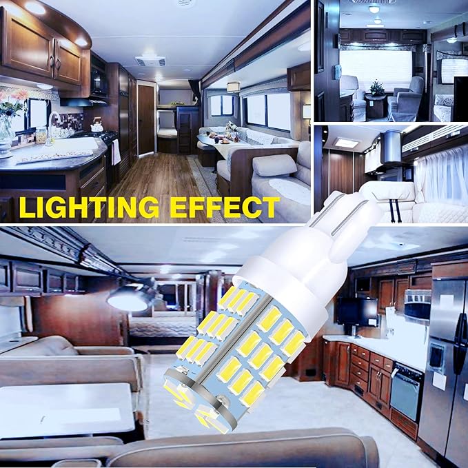 T10 921 194 168 175 LED Bulbs Cool White 20-Packs, Super Bright 3014 42-SMD Replacement 12 Volt RV Camper Trailer Boat Trunk Interior Dome Map License Lights, Backup Reverse Lights