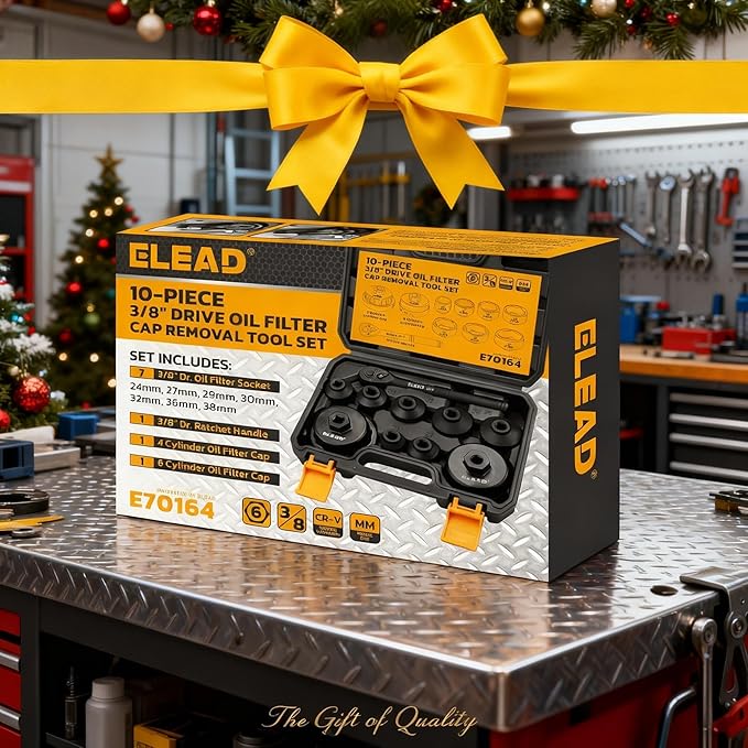 ELEAD 10-Piece Oil Filter Socket Wrench Set, 3/8" Drive Metric Cap Oil Filter Removal Tool, Low Profile Filters Socket Set with Ratchet Wrench Handle, Oil-change Kit Compatible with Toyota BMW Honda
