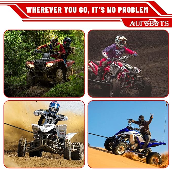 AUTOBOTS Synthetic Winch Rope 1/4" X 50 Ft,Max 9500lbs Winch Rope with Heavy Duty 3/8 Hook,Winch Cable Line for Off Road Vehicle ATV UTV RED