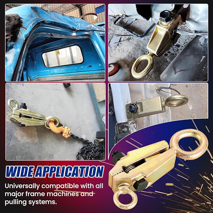 5-Ton 2-Way Auto Body Repair Clamp - Heavy Duty Frame Pull Clamp with Self-Tightening Grips for Top & Straight Pulling, Professional Collision Repair Tool for Cars & Trucks