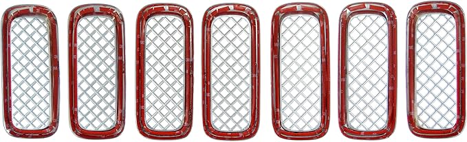 Trim Illusion Patented Tech ABS439 Tape On Chrome Grille Overlay Insert Trim Compatible with 15-19 Jeep Renegade - 7 Piece