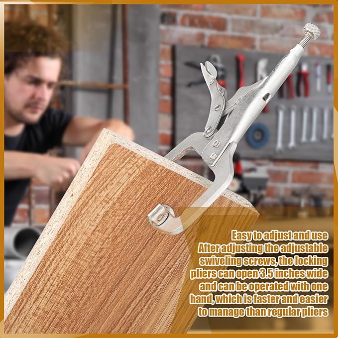 Yexiya 10 Pcs Locking C Clamp, Locking Pliers Adjustable Welding Clamp with Regular Tip and Swivel Pad for Shop Home Farm and Auto Workshop Woodworking, Cabinetry, Repair (6 Inch)