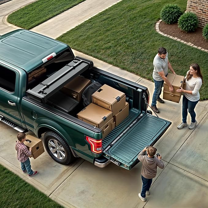 Soft Quad-fold Tonneau Cover Fit for Dodge Ram 1500 2002-2025 (Incl. Classic & New), Fits for Dodge Ram 2500 3500 2003-2025, Fleetside 6.4 Ft Bed (Without Ram Box)