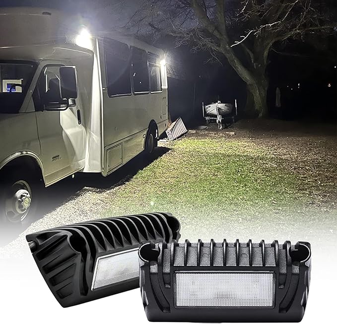 5inch RV Lights Exterior, 2PCS Universal Aluminum RV Porch Light Awning Light Scene Lighting Compatible with RV Outdoor Camper Trailers Porches Towing 5th Wheels Utility Vehicles