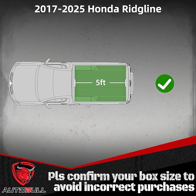 Hard Top Tri Fold tonneau Cover Compatible with 2017-2025 Honda Ridgeline 5'4'' Bed, Alloy Steel and Fiberglass Made