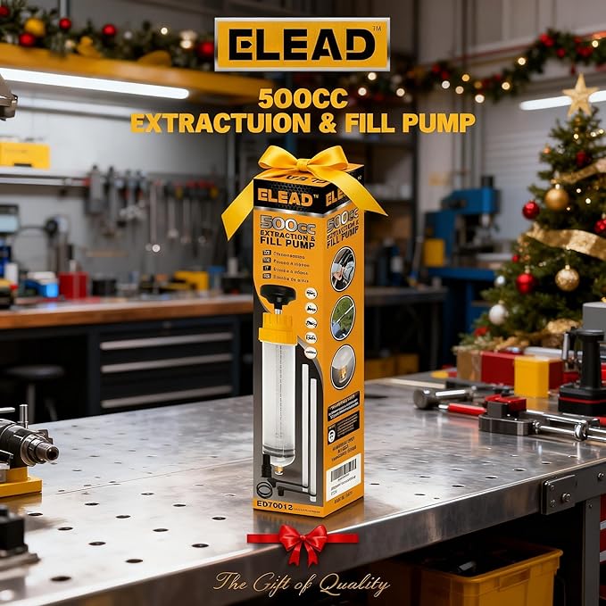 ELEAD 500cc Oil Fluid Extractor Pump, Multi-Purpose Oil Syringe, Fluid Syringe Extractor, Car Vacuum Fuel Transfer, Automotive Oil Syringe(17.6 Oz./0.45 Qt./500 CC)