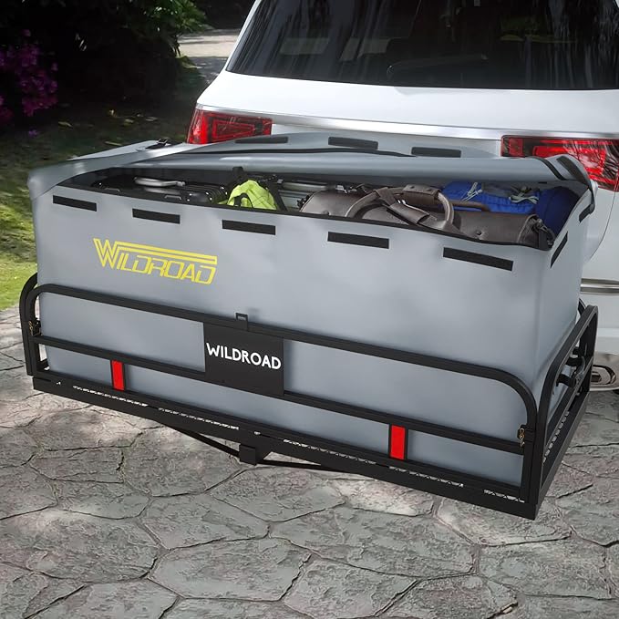 WILDROAD Hitch Cargo Carrier Bag 100% Waterproof 58.5" x 22" x 25" Hitch Cargo Bag 18.2 Cubic Feet Include 6 Reinforced Straps for Truck Pickup All Vehicle