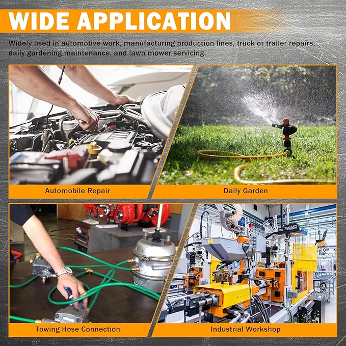 14 Pcs 1/4" Brass DOT Air Line Fittings Kit 1/8" 1/4" DOT Push Lock Air Fittings NPT Thread & Quick Connect Air Hose Fittings Kit