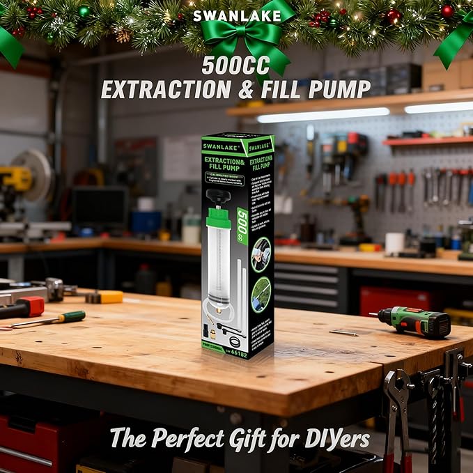 SWANLAKE 500cc Fluid Extractor & Fill Pump, Automotive Fluid Pump Extractor, Oil Change Pumps with 23'' Long Hose, 2PCS 12'' Extension Tubes, Suction Pumps for Lawn Mowers Cars