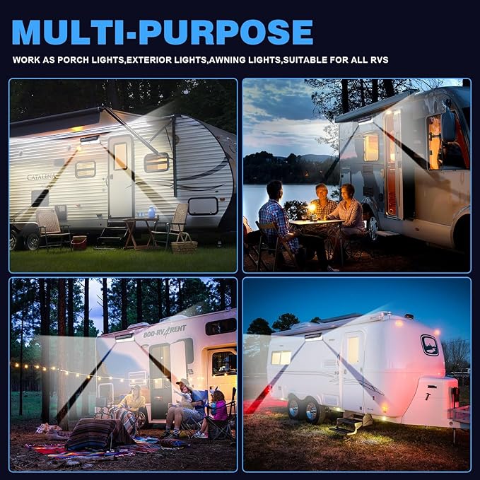 Solar RV Porch Light, RV Motion Sensor Light with Remote Control, Waterproof RV Outdoor Lights for RV Camper Travel Trailer Motorhome