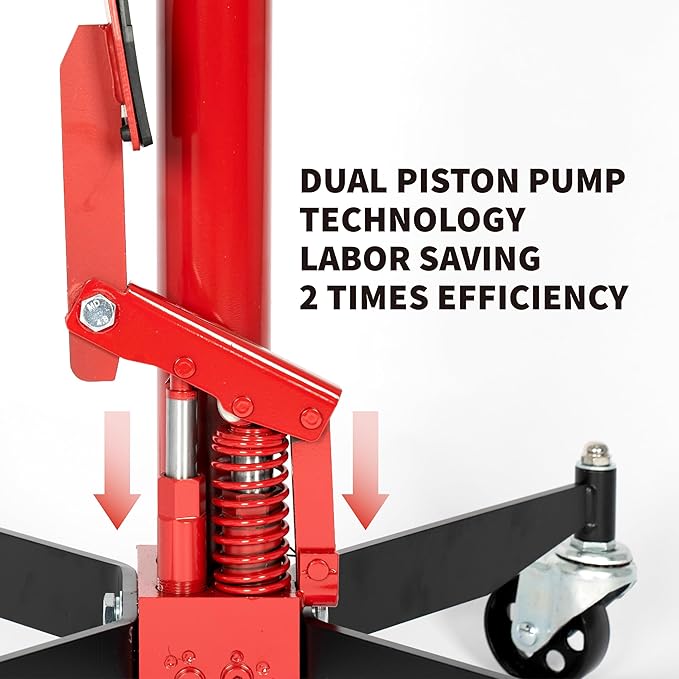 0.75 Ton (1660 lbs) Hydraulic Telescoping Transmission Jack with 360° Swivel Wheels, Foldable Foot Pedal, Adjustable Garage/Shop Lift Hoist for Auto Repair & Vehicle Maintenance
