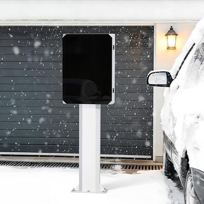 EV Charger Pedestal, Outdoor EV Charger Stand, Pedestal for Charging Station, Applicable to All Charging Case Styles, Floor Mounted, All Weather, Electric Vehicle Pile, Silver-Gray