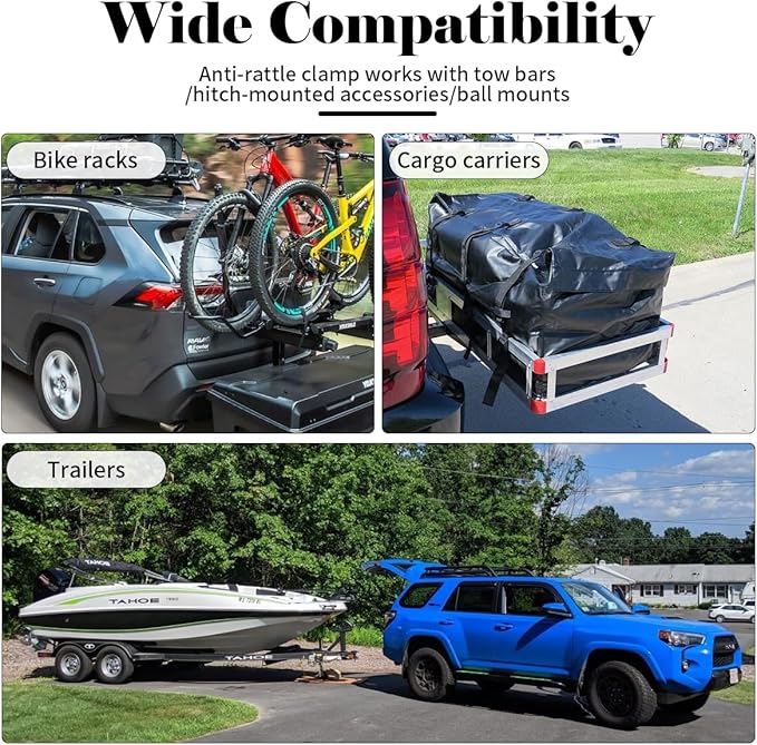 2" Anti Rattle Hitch Clamp, Hitch Tightener with 2 Silencer Pads Trailer Hitch Anti Rattle Device, Heavy Duty Hitch Stabilizer for 2 Inch Hitches