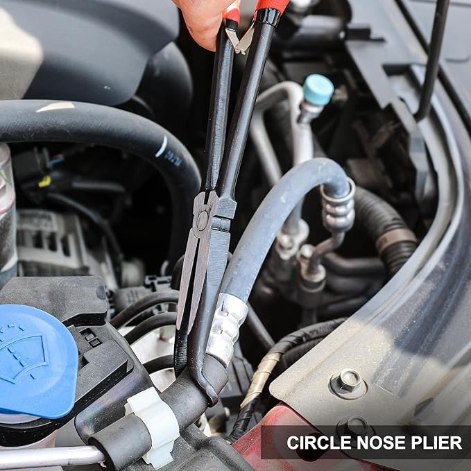 HAUTMEC 11Inch Extra Long Needle Nose Pliers Set, 5PCS Spring Loaded Heavy Duty Long Reach Pliers Include Hose Grip and Diagonal Cutting Plier, Straight and 45/90 Degree Bent Nose Pliers