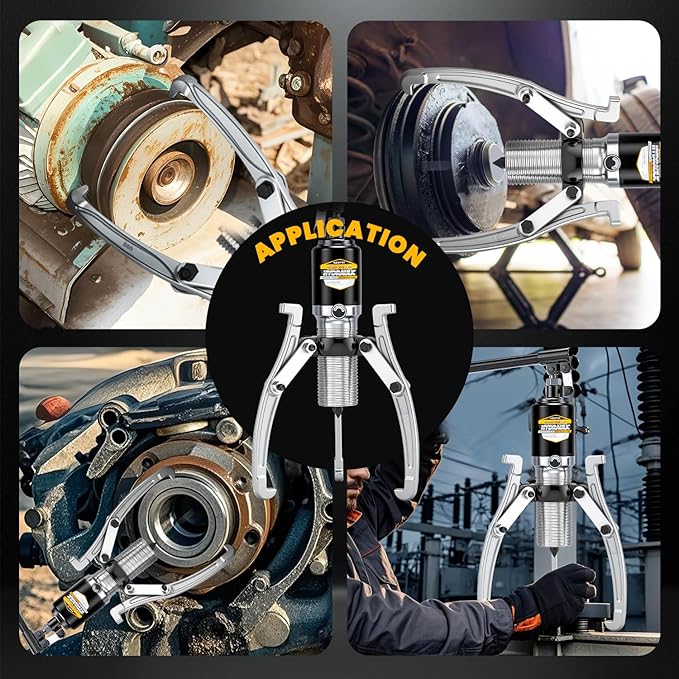 NEWTRY 20 Ton Hydraulic Gear Puller Wheel Bearing Pulling Separator 2 or 3 Adjustable Jaw Puller Vertically & Horizontally, Heavy Duty Mechanical Repair (Black)