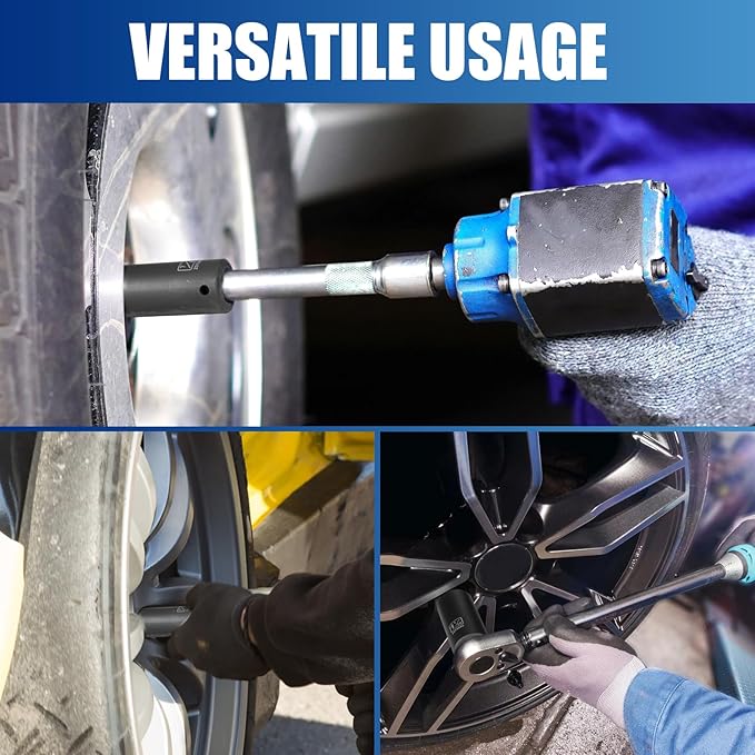 1/2" Drive SAE Impact Socket Set(3/8" to 1-1/2"),19 Pcs Heavy Duty CR-MO Deep Sockets,6 Point Design for Large Vehicle and Apparatus Maintenance