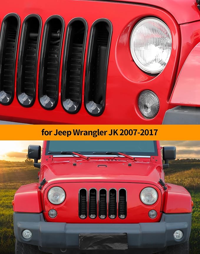 JK Grill Inserts Front Grille Mesh no Mesh Cover Guard for Jeep Wrangler JK 2007-2017 Clip-on Grille Accessories