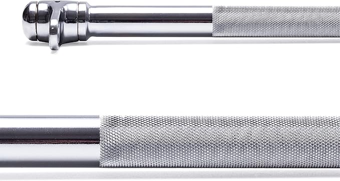 AmStaff 48" Straight Ez Curl Lat Pull Down Bar with Revolving Double Hook for Dual Pulley Cable Machines, Functional Trainer Multi-Purpose Attachment