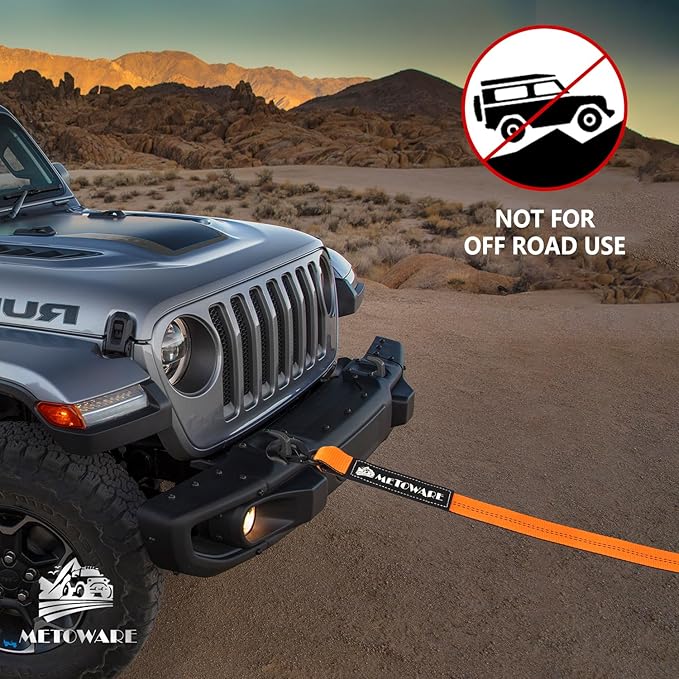 METOWARE Tow Strap with Hooks - 2" x 20ft(10,000lbs) Tree Saver Winch Strap - Emergency Recovery Tow Strap Winch Extension Rope with Forged Steel Hooks - for Truck, SUV, ATV
